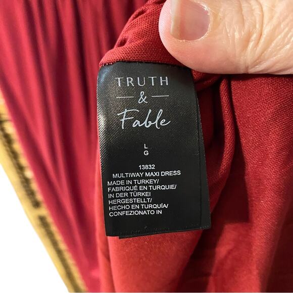 Truth & fable NWT Deep Red Maxi Dress Multi-way halter large made in turkey - Picture 5 of 11